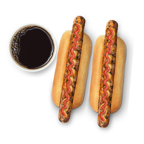 Two vegetarian hot dogs + soda